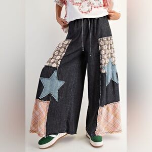 #412. Chic Boho Star Patchwork Pants